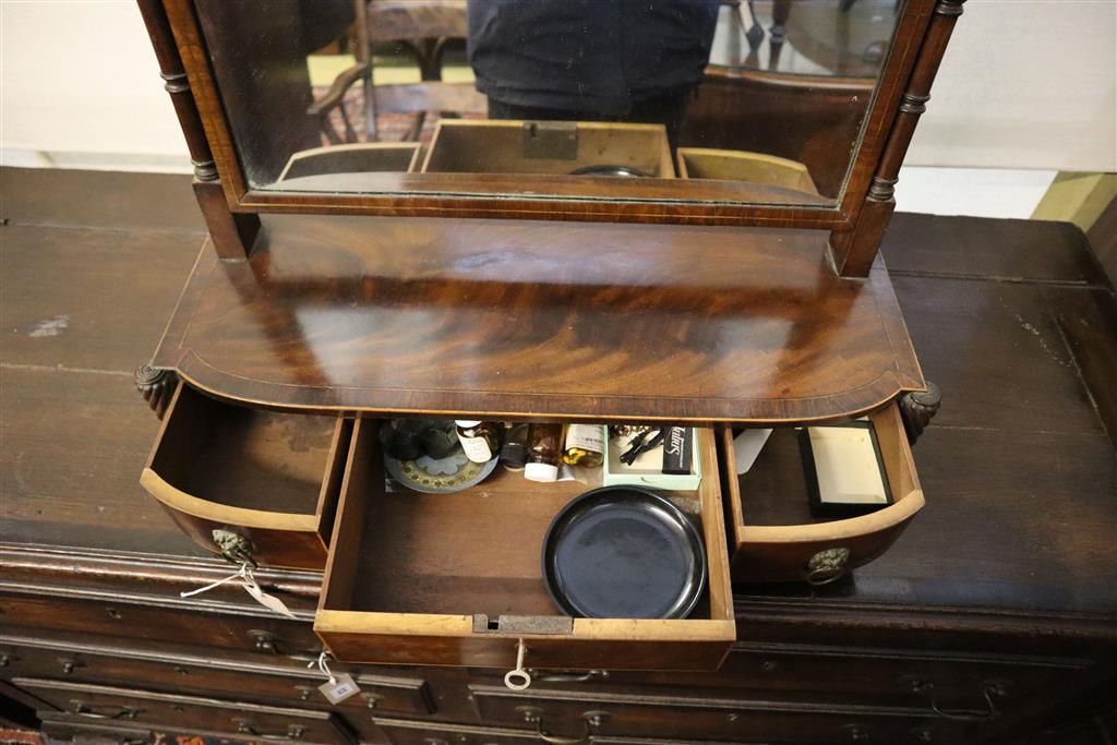 A George IV mahogany toilet mirror, width 66cm, depth 24cm, height 68cm